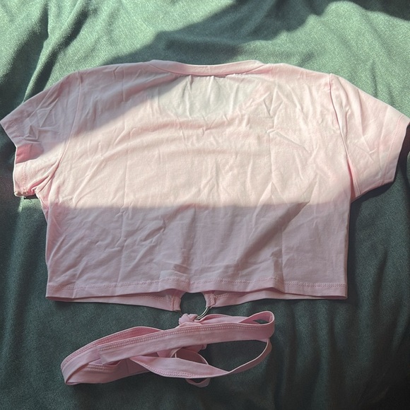 Dolls Kill Club Exx Pink Crop Wrap Waist Top XL - Picture 5 of 5